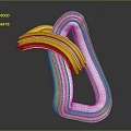 Cartoon Scene With White And Yellow Curved Flowing 3D Shiny Shape On Dark Background