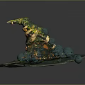 Enchanted Witch Hat Decoration With Green Yellow Tones Coiled Golden Accents And Leaf Shaped Base