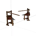 Traditional Wooden Blacksmith Anvil Stands With Iron Tools And Leather Straps