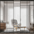 Modern sliding door glass door 3d model