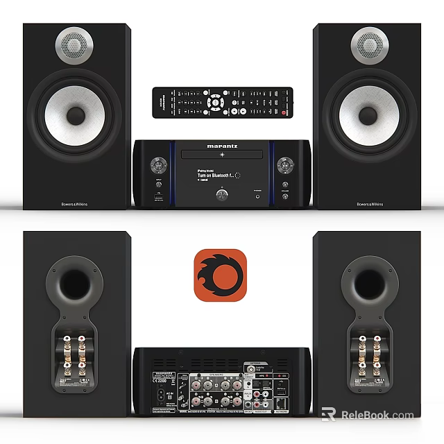 High Quality Home Theater Audio System With Stereo Speakers Amplifier Remote Control And Rear Interfaces 3d model 