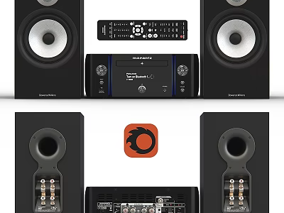 High Quality Home Theater Audio System With Stereo Speakers Amplifier Remote Control And Rear Interfaces 3d model