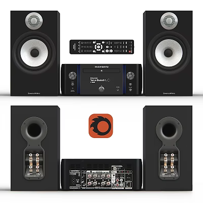High Quality Home Theater Audio System With Stereo Speakers Amplifier Remote Control And Rear Interfaces 3d model