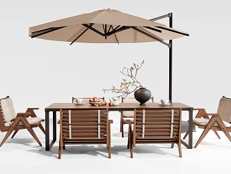 Modern Outdoor Table and Chair Dining Table and Chair Outdoor Chair 3d model