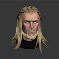 Man With Blonde Long Hair And Beard 3D Model Head With Realistic Facial Details
