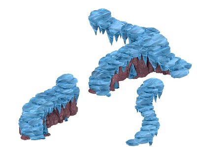 Blue Ice Formations With Rock Base And Multiple Icicle Shapes 3d model