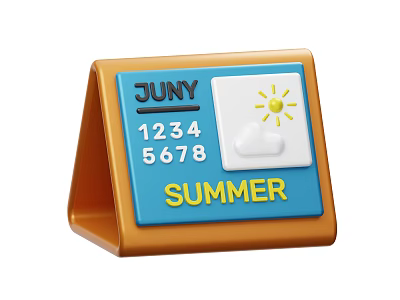 June Summer Desk Calendar Featuring Date Numbers Sun And Cloud Icons 3d model