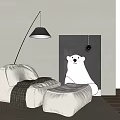 Modern Lazy Sofa Foot Floor Lamp Simple Bookshelf 3d model