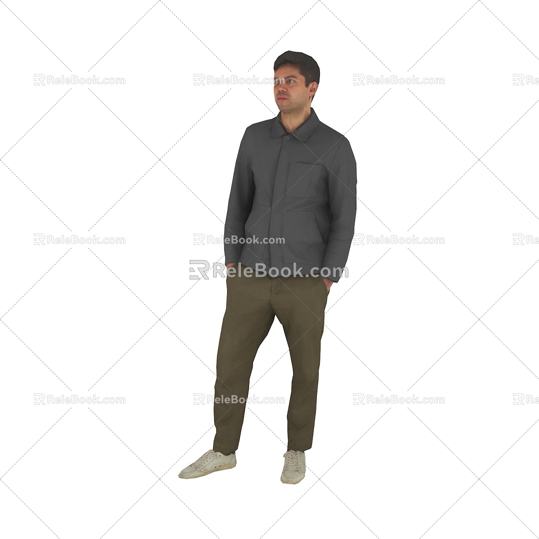 Standing foreign men in spring and summer costumes 3d model