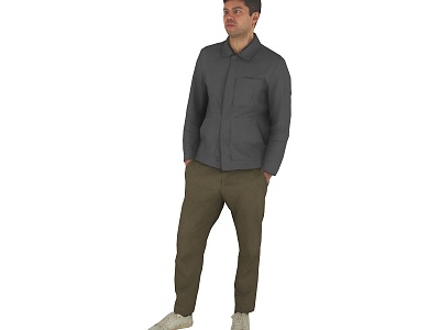 Standing foreign men in spring and summer costumes 3d model