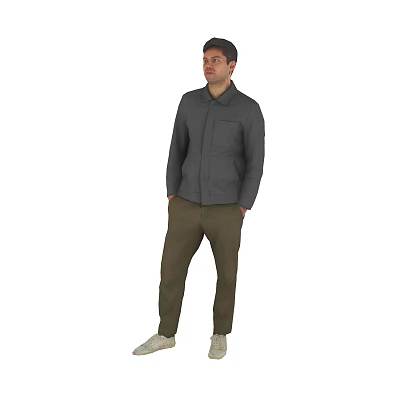 Man In Gray Jacket And Khaki Pants With Light Shoes 3d model