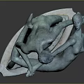 Game and Movie Character Sculpture Bronze Colored Figure Holding Partner in Dynamic Artistic Pose Design