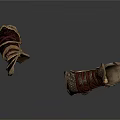 Ancient Vintage Weapon Pieces Featuring Leather Straps And Metal Construction Details