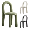 Modern Minimalist Dining Chairs With Arch Design Velvet Upholstery And Green Gray Beige Colors