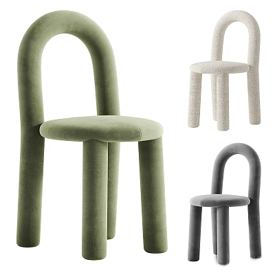 Modern Minimalist Dining Chairs With Arch Design Velvet Upholstery And Green Gray Beige Colors 3d model