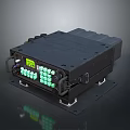 Black Industrial Electronic Device Mounted On Platform With Green Interface Ports And Digital 3d model