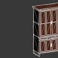 Traditional Wooden Bookcase With Dark Brown Wood Double Door Design And Metal Hardware