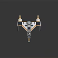 Futuristic Spacecraft Design With Symmetrical Engines White Blue Yellow Accents