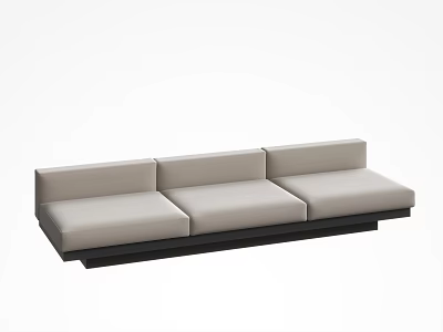 Modern Three Seater Sofa With Light Beige Upholstery Sleek Black Base And Clean Lines 3d model