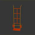 Red Hand Truck with Black Wheels Metal Frame Structure and Platform Base