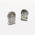Two Ancient Stone Carved Stele Like Objects With Intricate Patterns