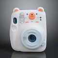 Cute White Camera Design With Bear Ears Face And Round Lens