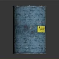 Blue Chemical Waste Barrel With Yellow Label On Dark Background