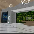 Modern Spacious Lobby With Wooden Ceiling Spherical Pendant Lights Marble Floor And Lake Mountain View