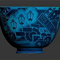 Intricately Carved Blue Bowl With Celestial Stars Planets And Geometric Patterns