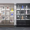Modern Black And Wooden Display Cabinets With Glass Doors Holding Toy Figures And Collectibles
