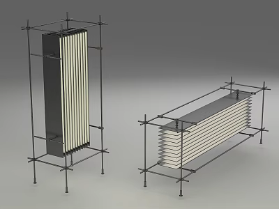 Modern Floor Lamp With Metal Frame And Long Rectangular Light Body Design 3d model