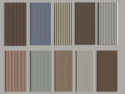 Various Colored Striped Wall Panels For Interior Design And Decoration 3d model