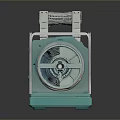 Functional Desk With Transparent Acrylic Panel Teal Metal Frame And Rotating Storage Compartment