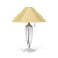 Elegant Table Lamp With Yellow Lampshade Silver Striped Base And Decorative Beads