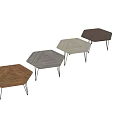 Elegant Modern Coffee Table With Hexagonal Wooden Top And Black Metal Legs Design