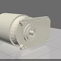 White Cylindrical Industrial Equipment Featuring Flange Plate With Multiple Holes On Tile Floor