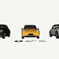 ORA Car Models in Three Different Colors Displayed on White Background 3d model