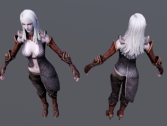 Modern game character cool game heroine 3d model