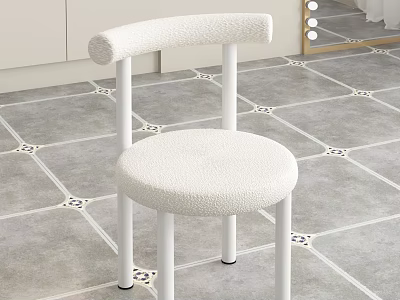 White Plush Leisure Chair with Arched Backrest and Slim Metal Legs for Modern Home Decor 3d model