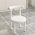 White Plush Leisure Chair with Arched Backrest and Slim Metal Legs for Modern Home Decor