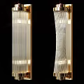 Modern Transparent Striped Wall Lamp With Golden Frame And Soft Lighting
