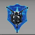 Futuristic Glowing Blue Shield With Central Mechanical Structure And Intricate Details