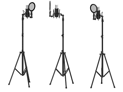 Professional Microphone Stands With Ring Light For Studio Recording Setup 3d model