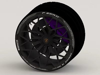 Black Alloy Wheel Rim With P Zero Tire And Brand Logo For Daily Use 3d model