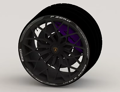 Black Alloy Wheel Rim With P Zero Tire And Brand Logo For Daily Use 3d model