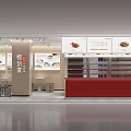Modern Restaurant Interior Design With Red Counter Menu Display And Wooden Tables Chairs Lighting