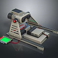Mechanical Device 3D Model Featuring Solar Panel Red Button Display Screen And Track 3d model