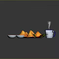 Crispy Fried Samosas Served On White Plate With Green Red And Orange Dips And Chilies