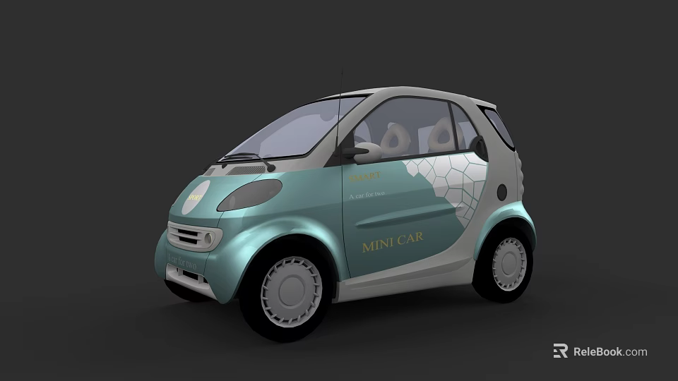 Modern Light Blue Mini Car With Stylish Exterior And Compact Design 3d model