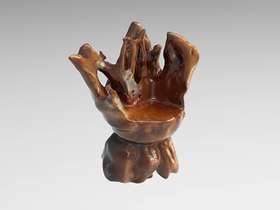 Unique Root Shaped Brown Single Chair With Natural Texture And Irregular Design 3d model